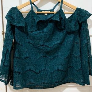 Long sleeve lace cold shoulder top